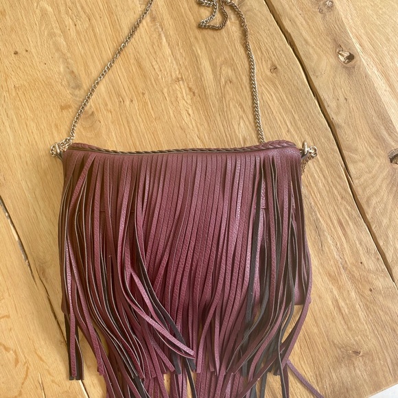 Maroon Fringe Crossbody Purse - Picture 1 of 4